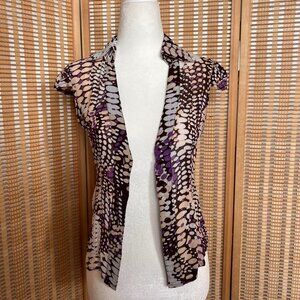 Vintage Y2K Angel cap sleeve purple polka dot button up blouse